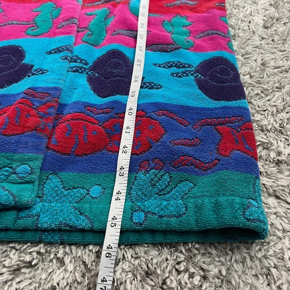 Vintage TJ Lawford Turkish‎ Cotton Terry Cloth Robe Colorful Print Belted Size S